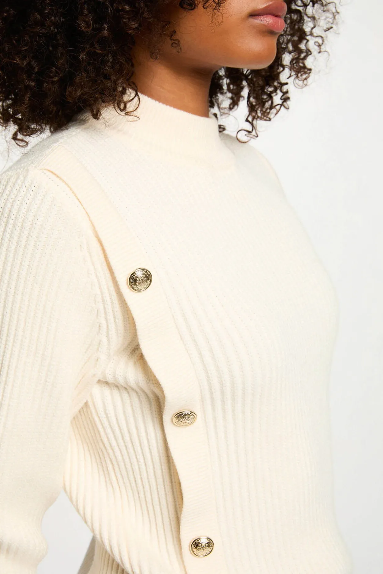 Morgan Jersey corto de cuello alto Marfil New