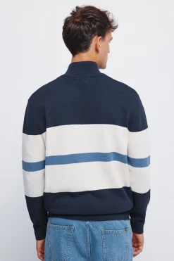 Springfield Jersey cremallera bloque color azul Online