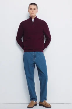 Springfield Jersey cremallera liso burdeos Hot