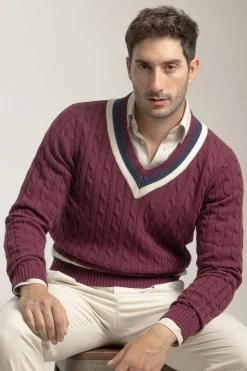 PuroEGO Jersey cricket algodón Granate Clearance