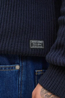 Jack & Jones PLUS Jersey cuello alto azul Clearance