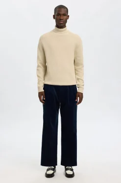 Selected Jersey cuello alto 100% algodón orgánico Beige Discount