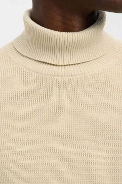 Selected Jersey cuello alto 100% algodón orgánico Beige Discount