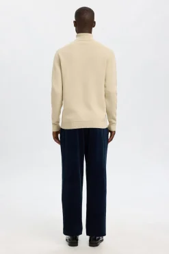 Selected Jersey cuello alto 100% algodón orgánico Beige Discount