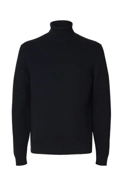 Selected Jersey cuello alto 100% algodón orgánico Azul marino Best