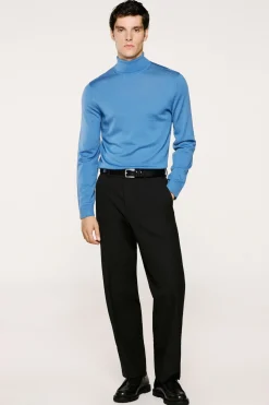 Selected Jersey cuello alto 100% lana merino Azul marino Clearance