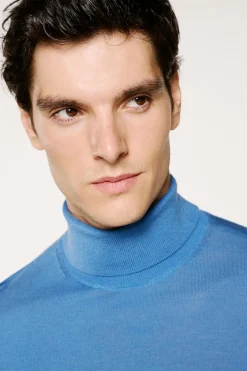 Selected Jersey cuello alto 100% lana merino Azul marino Clearance