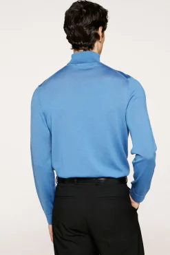 Selected Jersey cuello alto 100% lana merino Azul marino Clearance