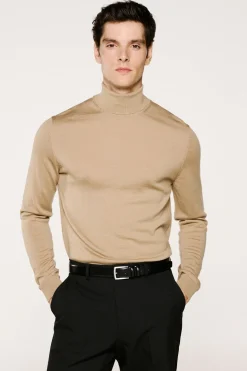 Selected Jersey cuello alto 100% lana merino Marr&oacute;n Sale