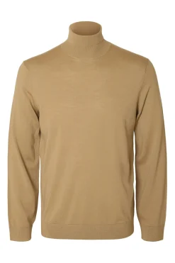 Selected Jersey cuello alto 100% lana merino Marr&oacute;n Sale
