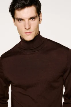 Selected Jersey cuello alto 100% lana merino Marr&oacute;n Clearance