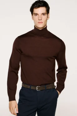 Selected Jersey cuello alto 100% lana merino Marr&oacute;n Clearance