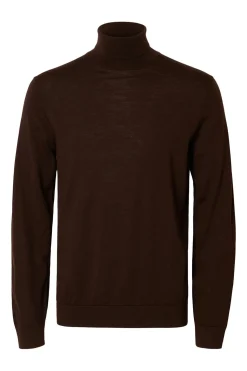Selected Jersey cuello alto 100% lana merino Marr&oacute;n Clearance