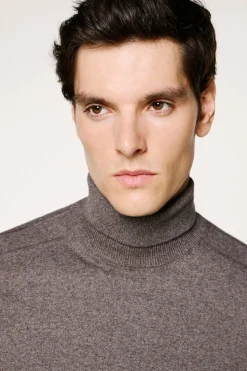 Selected Jersey cuello alto algodón orgánico Gris Clearance