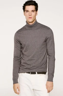 Selected Jersey cuello alto algodón orgánico Gris Clearance