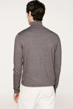 Selected Jersey cuello alto algodón orgánico Gris Clearance