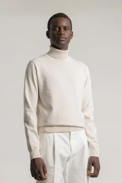 PuroEGO Jersey cuello alto algodón Marfil Online