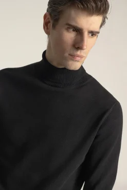 PuroEGO Jersey cuello alto algodón Negro Clearance