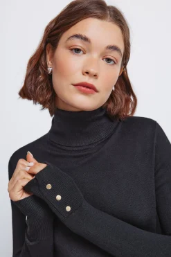 Springfield Jersey cuello alto botones puños negro Online