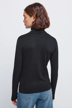 Springfield Jersey cuello alto botones puños negro Online