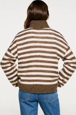 Selected Jersey cuello alto lana y alpaca Marr&oacute;n New