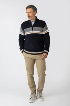 Privata Jersey cuello alzado cremallera Azul marino Discount