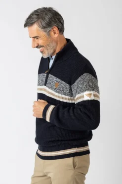 Privata Jersey cuello alzado cremallera Azul marino Discount