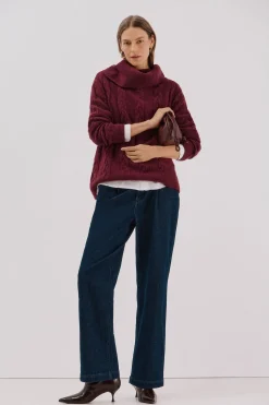 Cortefiel Jersey cuello amplio Morado Online