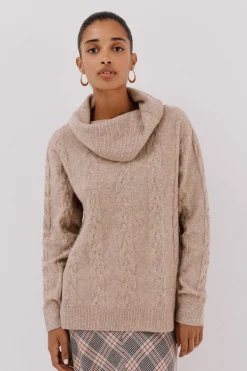 Cortefiel Jersey cuello amplio Beige Hot