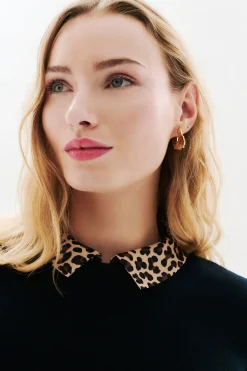 Caroll Jersey cuello animal print Negro Outlet