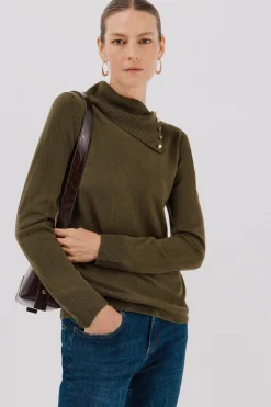 Cortefiel Jersey cuello botones Kaki New