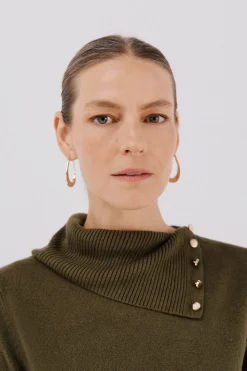 Cortefiel Jersey cuello botones Kaki New