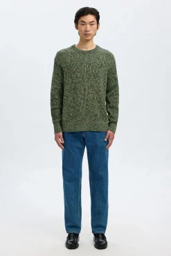 Selected Jersey cuello caja 100% algodón orgánico Verde Discount