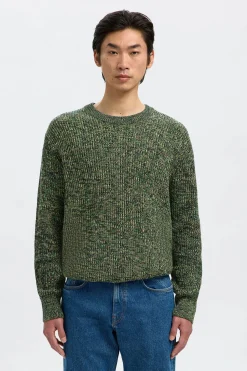 Selected Jersey cuello caja 100% algodón orgánico Verde Discount