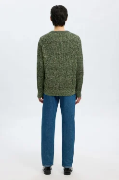 Selected Jersey cuello caja 100% algodón orgánico Verde Discount