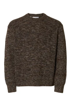 Selected Jersey cuello caja 100% algodón orgánico Marr&oacute;n Outlet