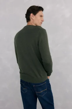 Pedro del Hierro Jersey cuello caja lana merino y cashmere Verde Hot