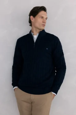 Pedro del Hierro Jersey cuello camionero Azul Sale