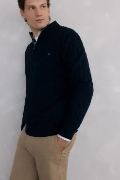 Pedro del Hierro Jersey cuello camionero Azul Sale