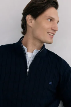 Pedro del Hierro Jersey cuello camionero Azul Sale