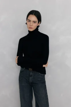 Pedro del Hierro Jersey cuello cisne básico ochitos Negro Online