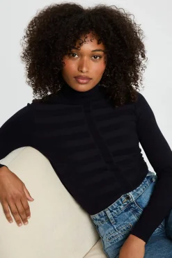 Morgan Jersey cuello de tortuga Negro