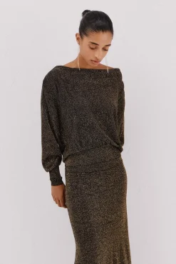 Cortefiel Jersey cuello drapeado. Dorado Best