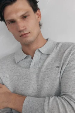 Pedro del Hierro Jersey cuello johny lana merino y cashmere Gris
