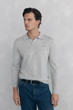 Pedro del Hierro Jersey cuello johny lana merino y cashmere Gris