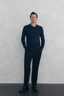 Pedro del Hierro Jersey cuello johny lana merino y cashmere Azul