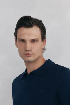 Pedro del Hierro Jersey cuello johny lana merino y cashmere Azul