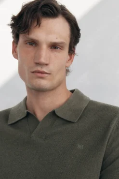 Pedro del Hierro Jersey cuello johny lana merino y cashmere Verde Outlet