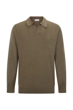 Pedro del Hierro Jersey cuello johny lana merino y cashmere Verde Outlet