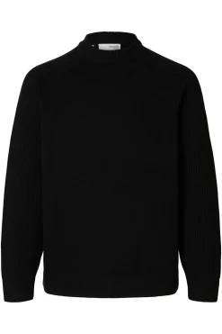 Selected Jersey cuello mock 100% algodón orgánico. Negro Online